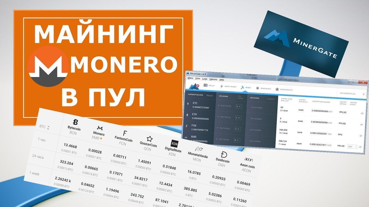Майнинг для начинающих Monero, майнинг на процессоре, видеокарте в пул Minergate