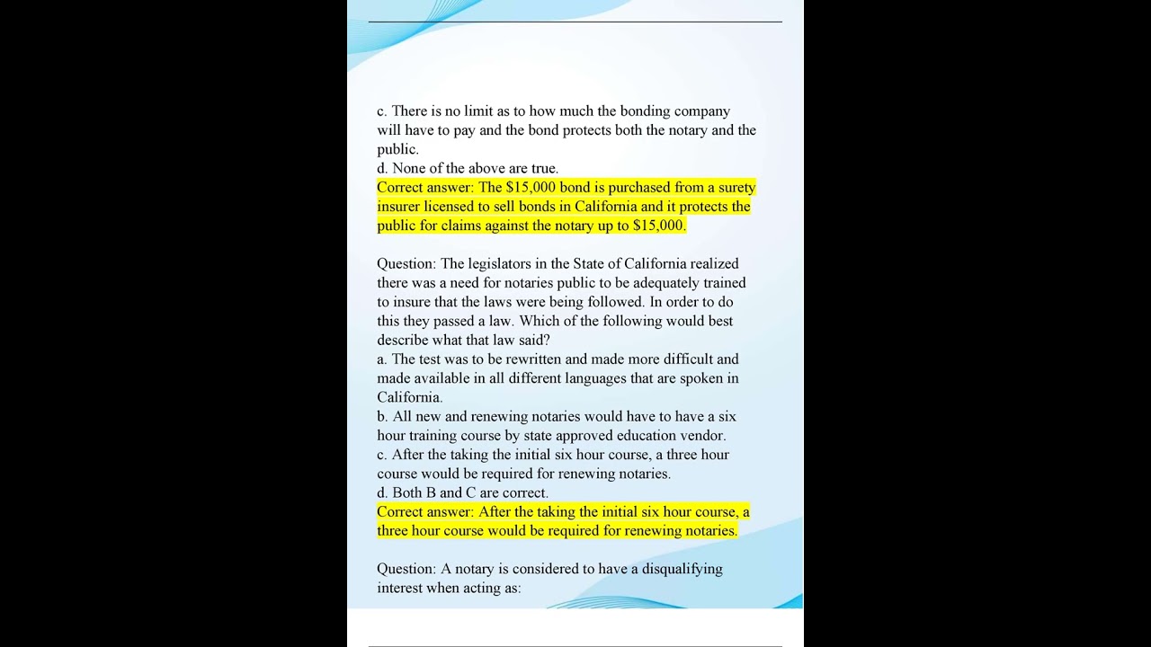 ILLINOIS NOTARY EXAM NEWEST COMPLETE 100 QUESTIONS AND CORRECT DETAILED ANSWERS