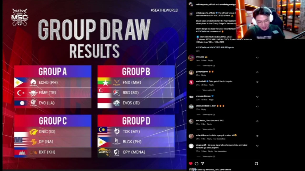 MLBB Mirko MSC 2023 Group draw result and discussion.