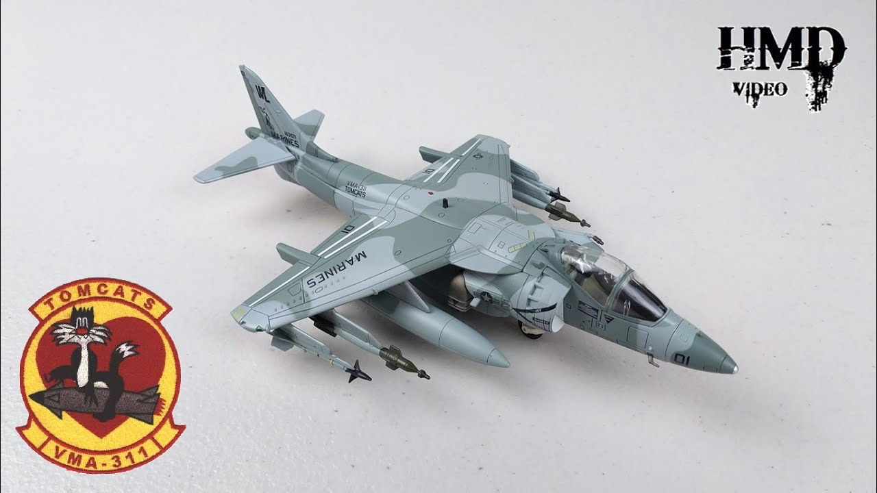 Обзор литой модели AV-8B Harrier II Корпуса морской пехоты США VMA-311 Tomcats, Hobby Master 1:72...