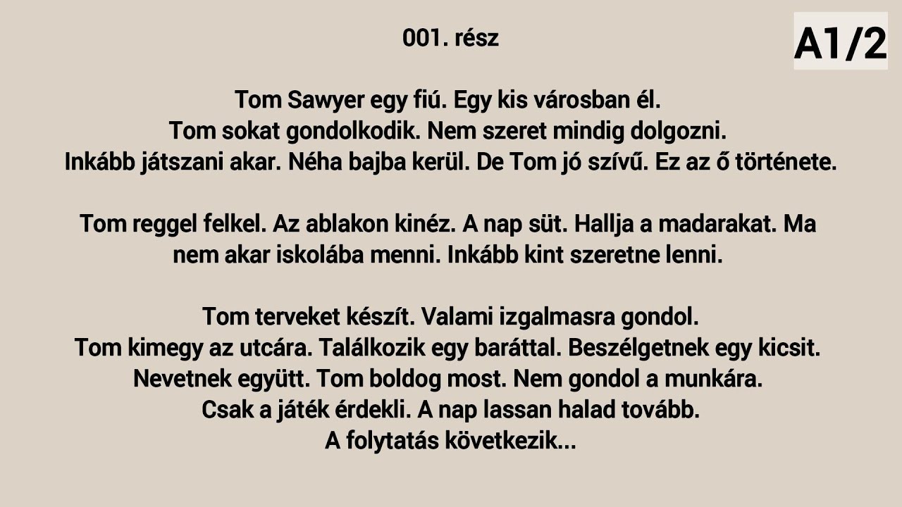 Easy Hungarian Story – Tom Sawyer-001  (HU/EN subtitles)  (A1–A2)