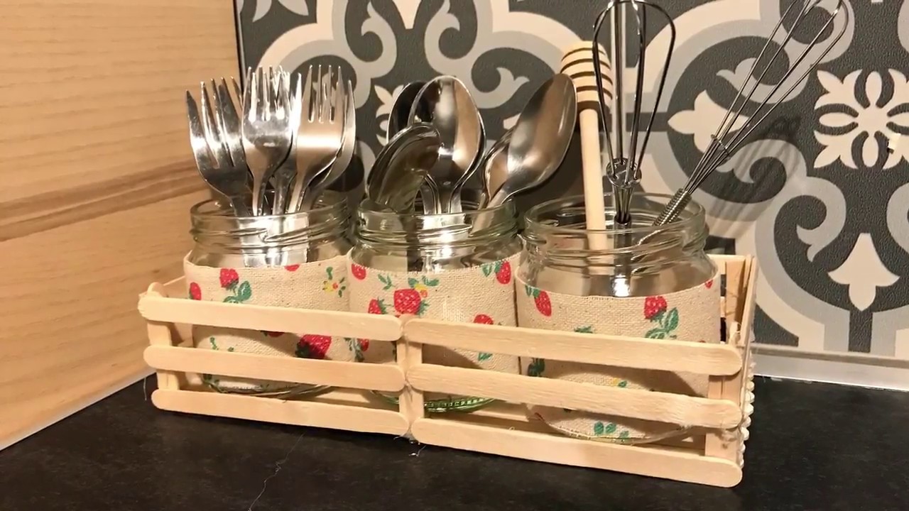 طريقة عمل منظم ملاعق وشوك من القارورات الزجاجية ♻️