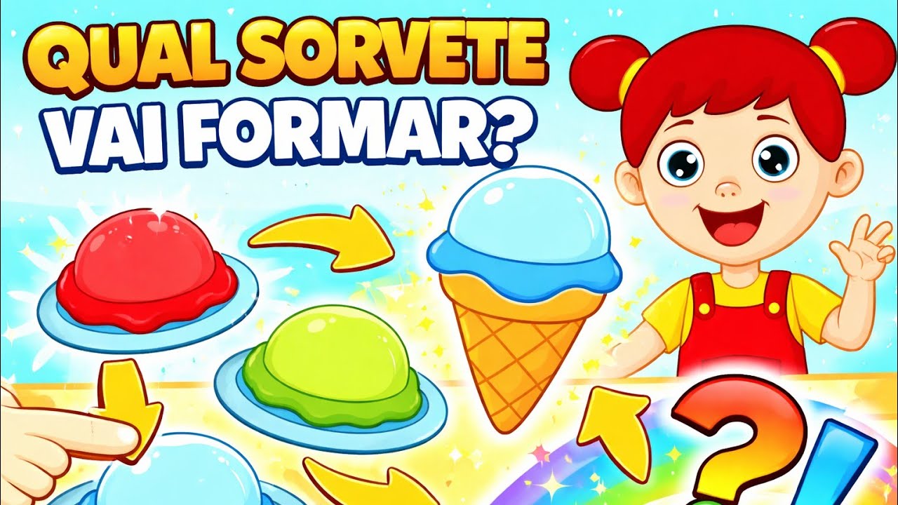 BRINCADEIRA DAS CORES 🍦🌈 Monte o Sorvete Certo! | Atividade Educativa Infantil