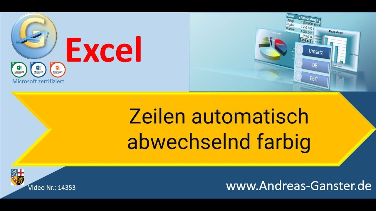 Alternating row colors with conditional formatting | #Excel #tips 14353 | #tutorial #german