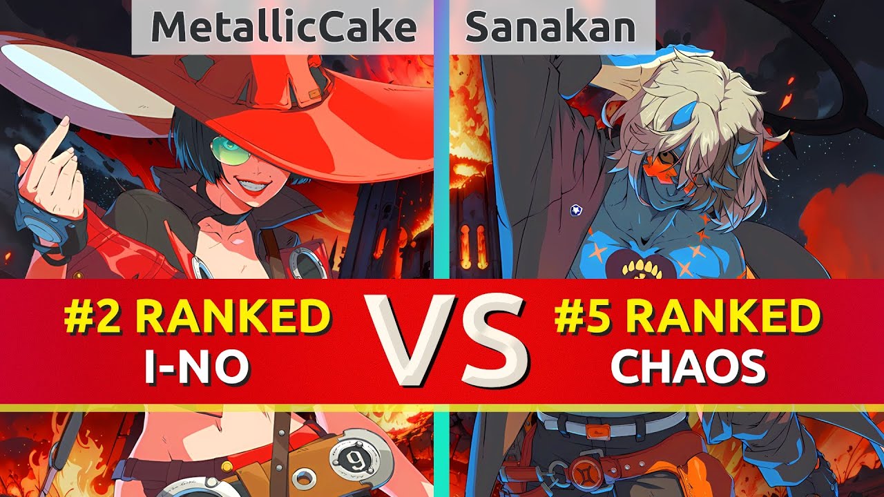 GGST ▰ MetallicCake (#2 Ranked I-No) vs Sanakan (#5 Ranked Chaos). High Level Gameplay