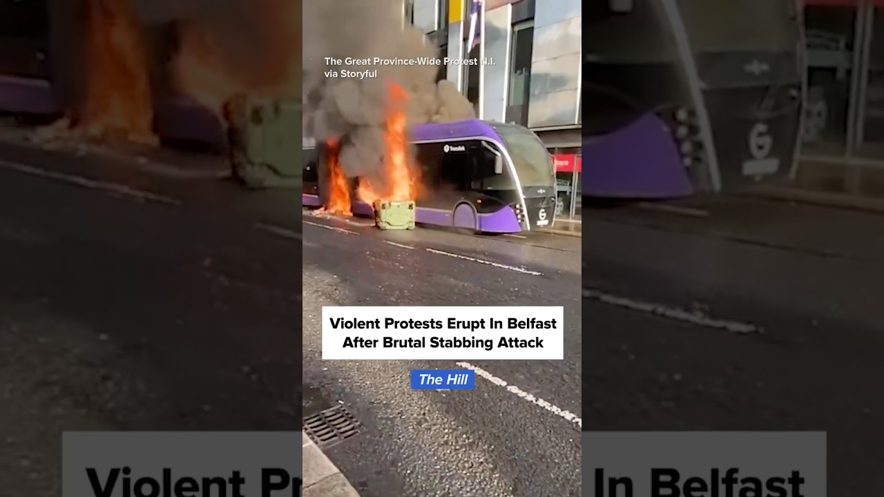 WATCH: Bus burned, shops smashed in violent anti-immigration protests after Belfast knife attack