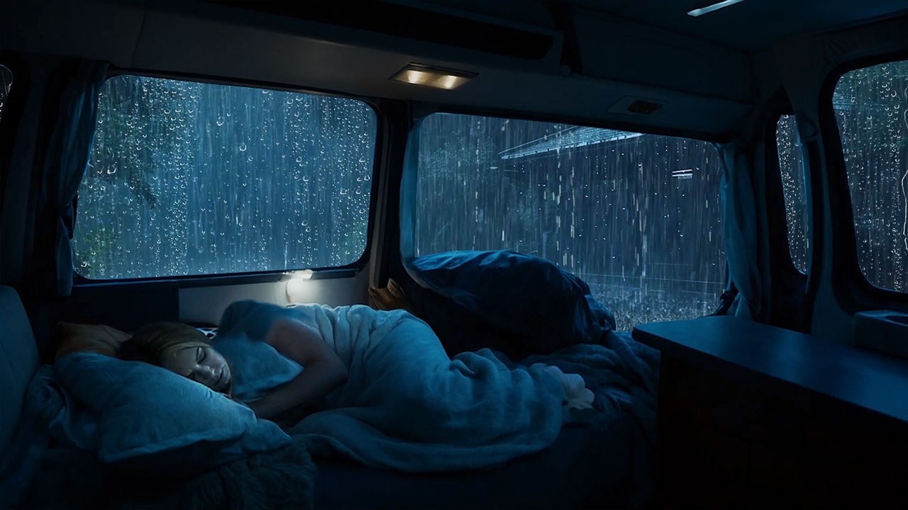 Powerful Thunderstorm on Camping Car ⛈️ Heavy Rain Sounds for Deep, Restful Sleep