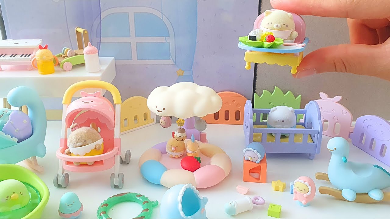 😜Super Cute Blind Box Unboxing Full Set Re-Ment Sumikkogurashi Baby Room Miniature Dollhouse Toy Set