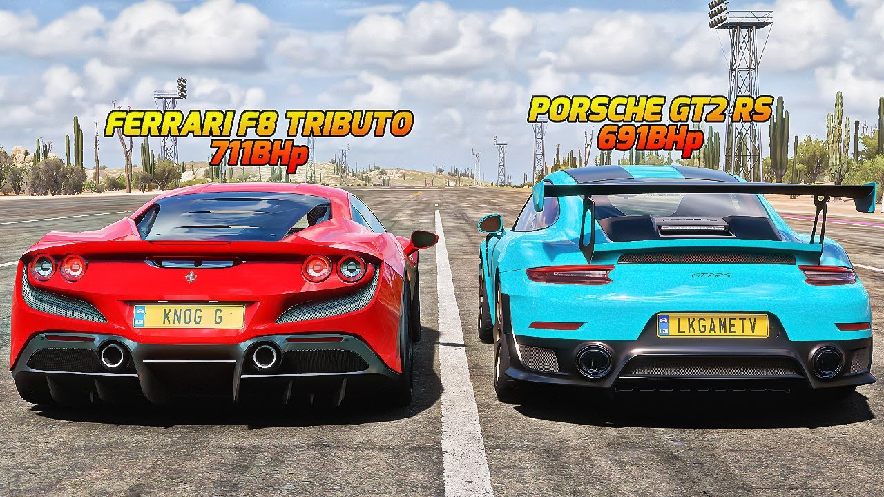 FH5 DRAG RACE - Porsche 911 GT2 Rs Vs Ferrari F8 Tributo