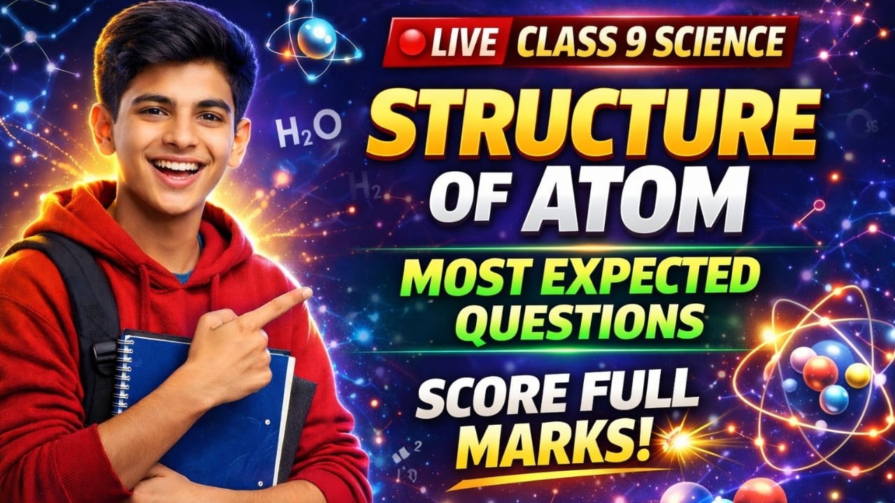 🔴 Class 9 Science – Structure of Atom | Most Expected Questions | Score Full Marks 💯