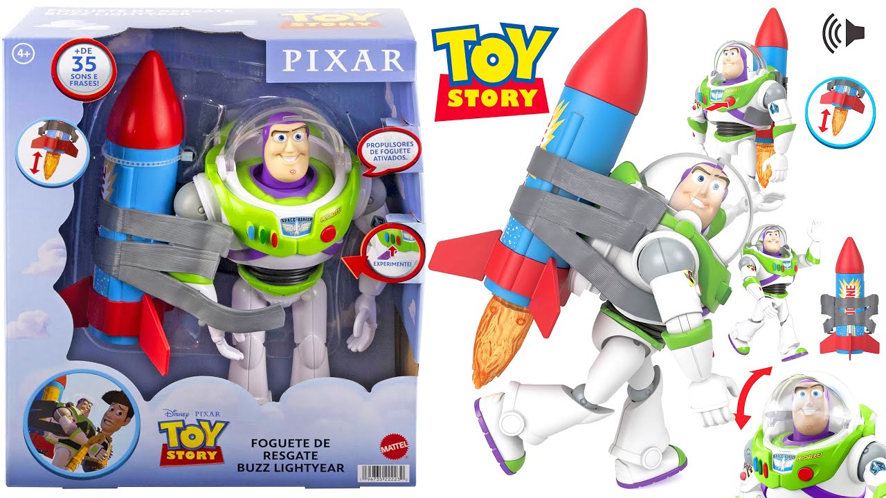 Novo 2024 Toy Story Buzz Lightyear 🚀 Foguete De Resgate Com Som Mattel HWW56 HTR73 Rocket Rescue