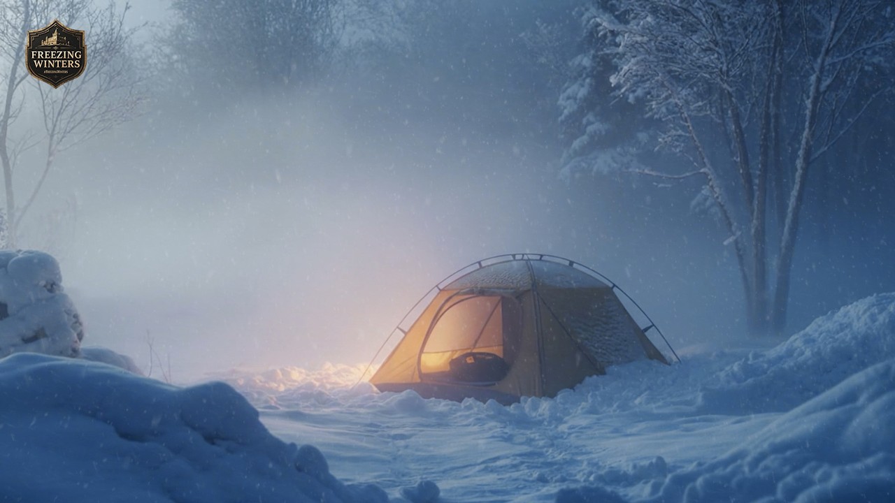 Sleeping Through a Winter Snowstorm ❄️ Camping Ambience for Anxiety Relief