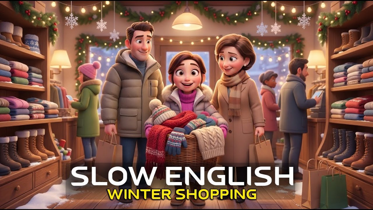 Understand English Fast! Winter Shopping Story | Slow English (A1–A2)