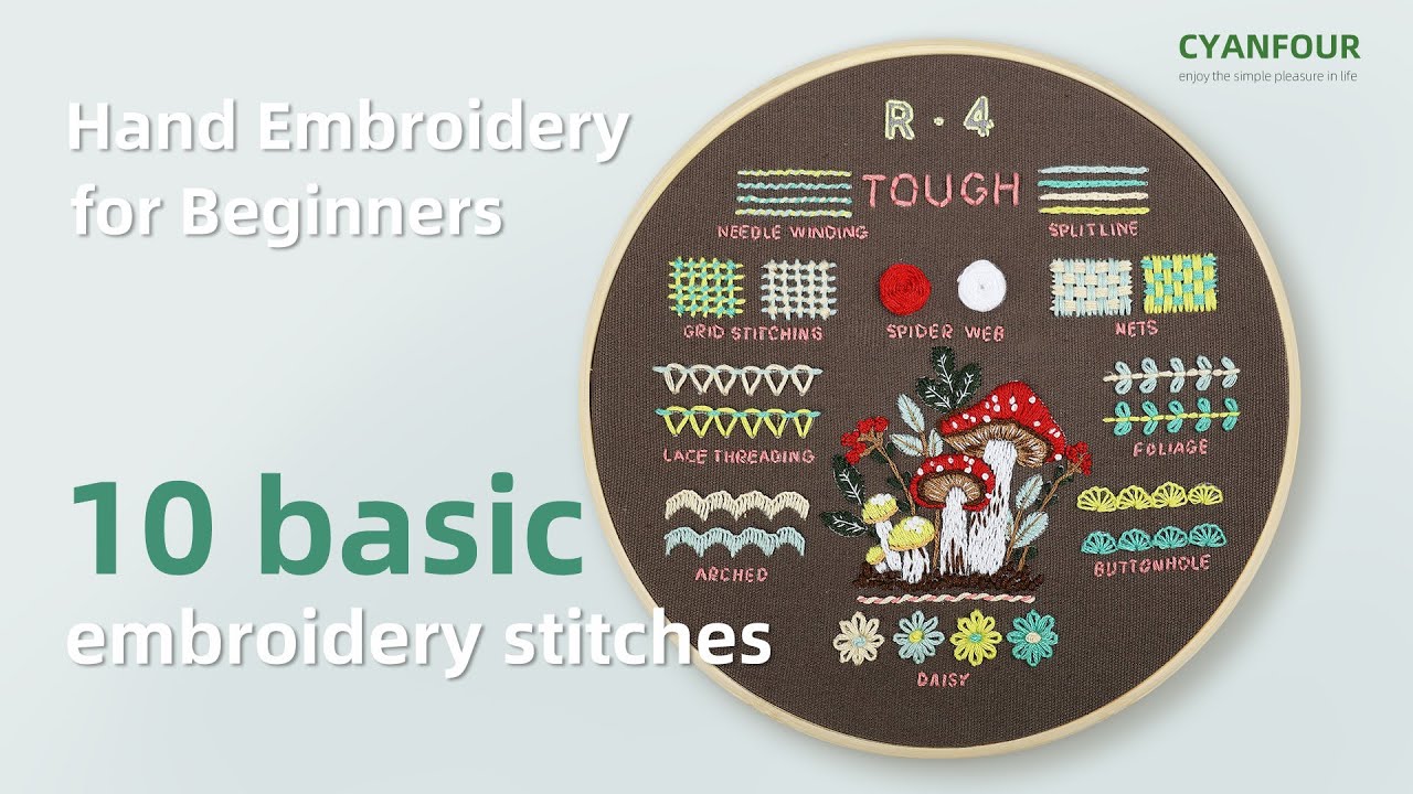 [ Difficulty4 -Tough ]10 Basic embroidery stitches, Cyanfour 4 Stage Embroidery kit for Beginners