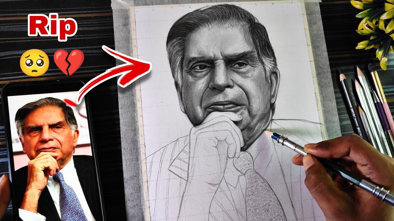 Ratan Tata Drawing Pencil Sketch, RIP🥺💔 Ratan Tata, Art Tribute To Great Ratan Tata Sir, Death news🥺