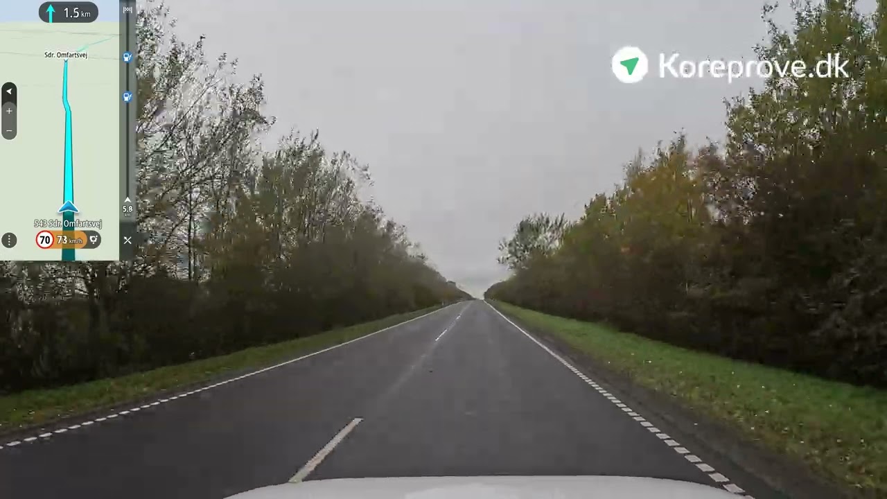 Køreprøve rute Brønderslev - Brønderslev Kornnumgårdsmark