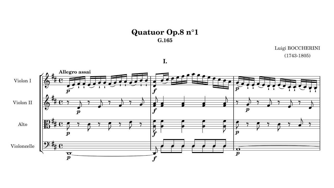 Luigi Boccherini – String Quartet Op.6/8 No.1, in D major