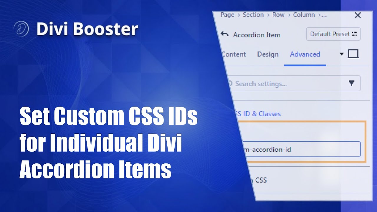 Set Custom CSS IDs for Individual Divi Accordion Items