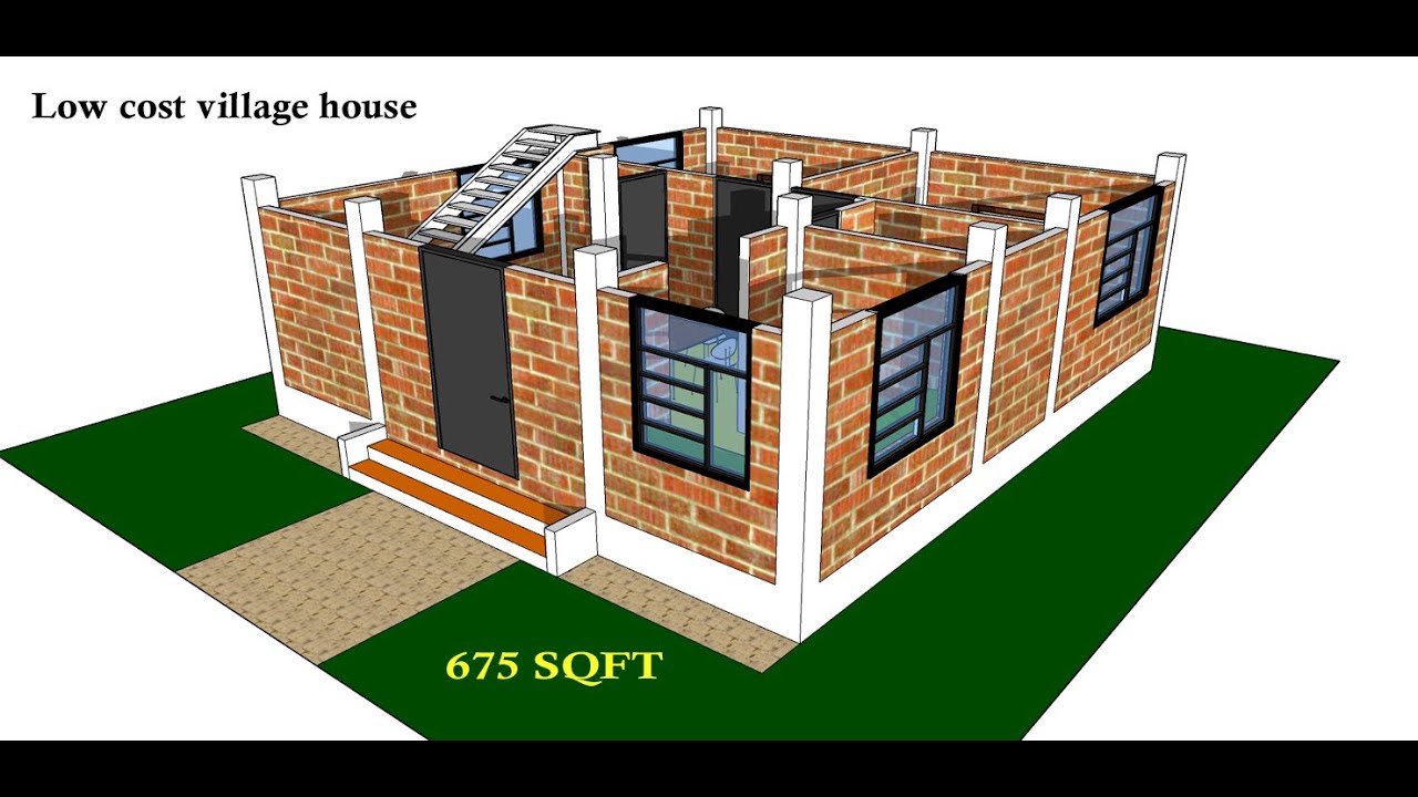 25 x 27 low cost indian style house plan II 2 bed village house plan II 25 x 27 ghar ka naksha