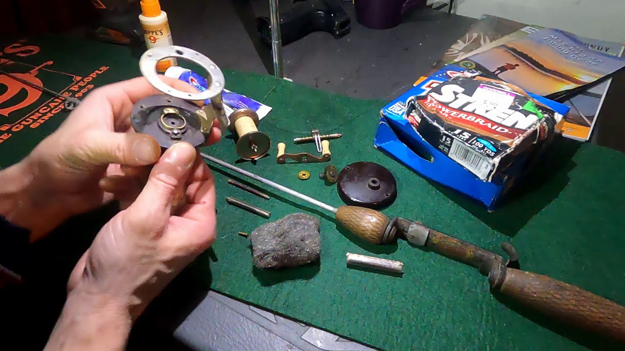 Vintage level wind reel and steel rod combo tune up. Old school Made in the U.S.A fishing
