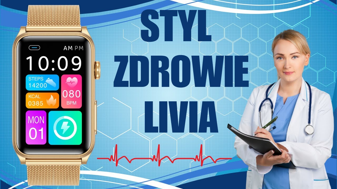Damski kardiowatch z EKG - EXON LIVIA. Pomiar ciśnienia, glukozy, analiza zdrowia ciała, sen, SOS.