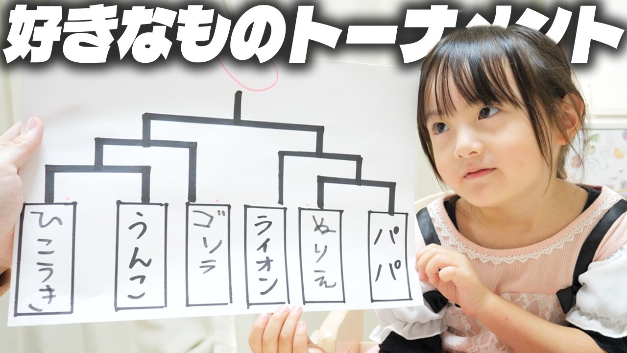 5歳娘の好きなものを対決してみたらまさかの結果に…。パパとママどっちが好き？【好きなものトーナメント】