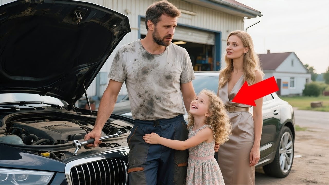 Struggling Mechanic Fixes Billionaire’s Car—Suddenly, Her Daughter Hugs Him and Calls Him Dad