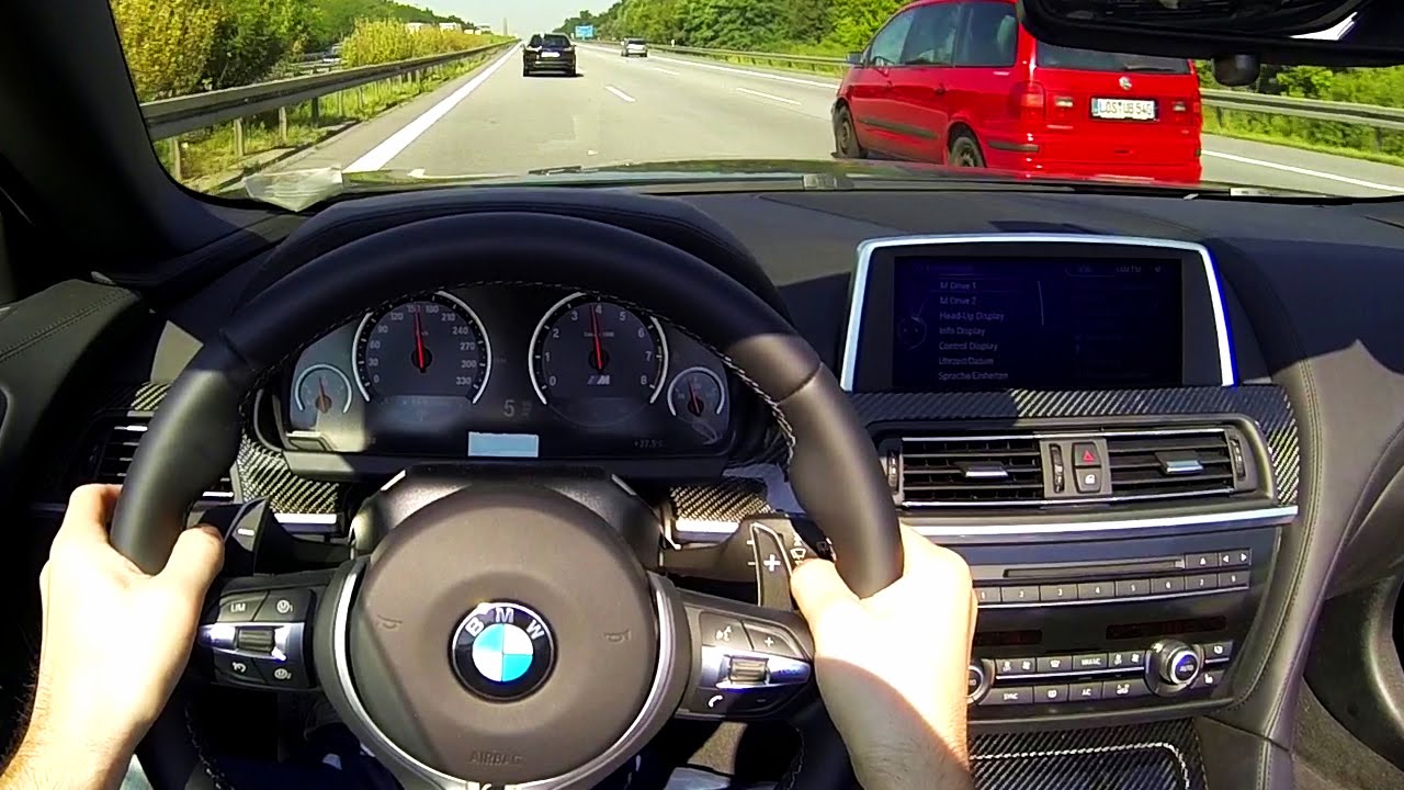 BMW M6 Cabrio Onboard POV Acceleration V8 Sound 270 km/h + OPEN ROOF F12 Autobahn