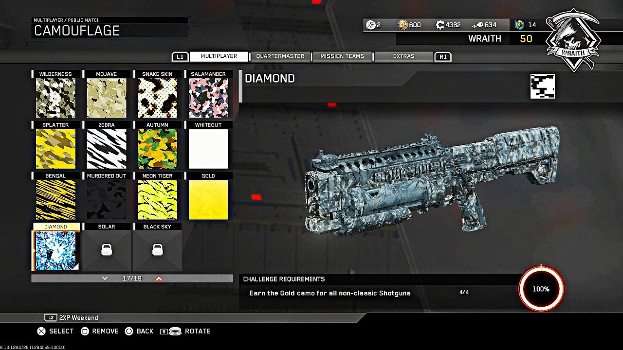 ROAD TO BLACK SKY.. Unlocking Diamond 💎 Shotguns (Infinite Warfare Camo Challenge)