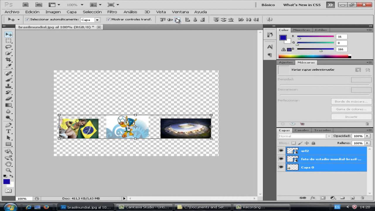 como alinear y distribuir capas en photoshop