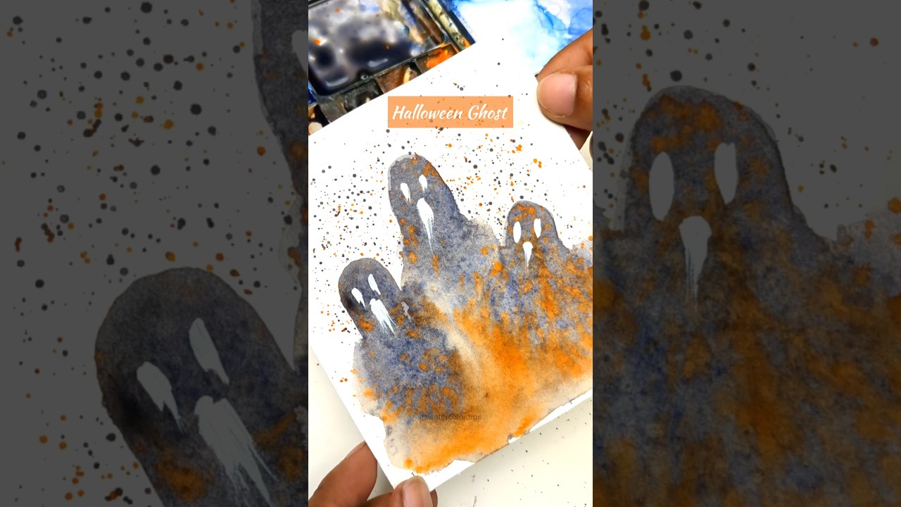 Spooky Thumbprint Ghosts | Watercolor Tips | Halloween #halloween #watercolor #ghost #painting #art