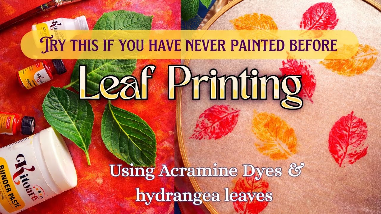 Print using leaves | how to print on fabric using leaf | Acramine dyes tutorial #dyes #arttutorial 