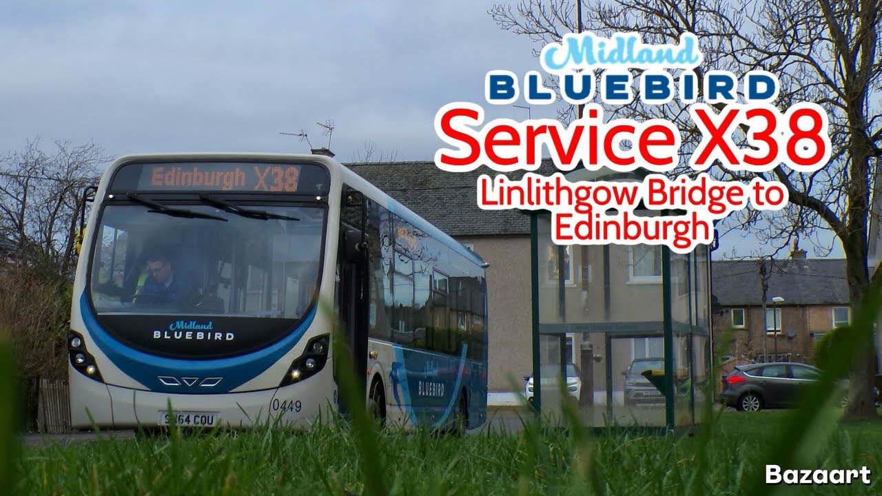 Midland Bluebird Service X38 Linlithgow Bridge to Edinburgh • Streetlite DF 0449 SN64COU