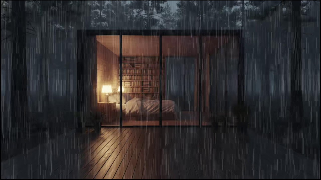 Rainy Night in a Forest Cabin 🌲 | Soft rain ambience with steady rain sounds for deep relaxation
