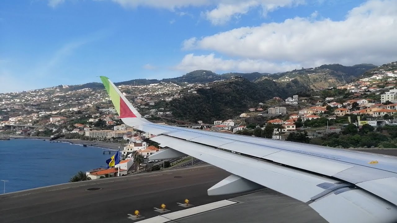 AMAZING! Madeira Airport Takeoff Wing View - A320 NEO TAP