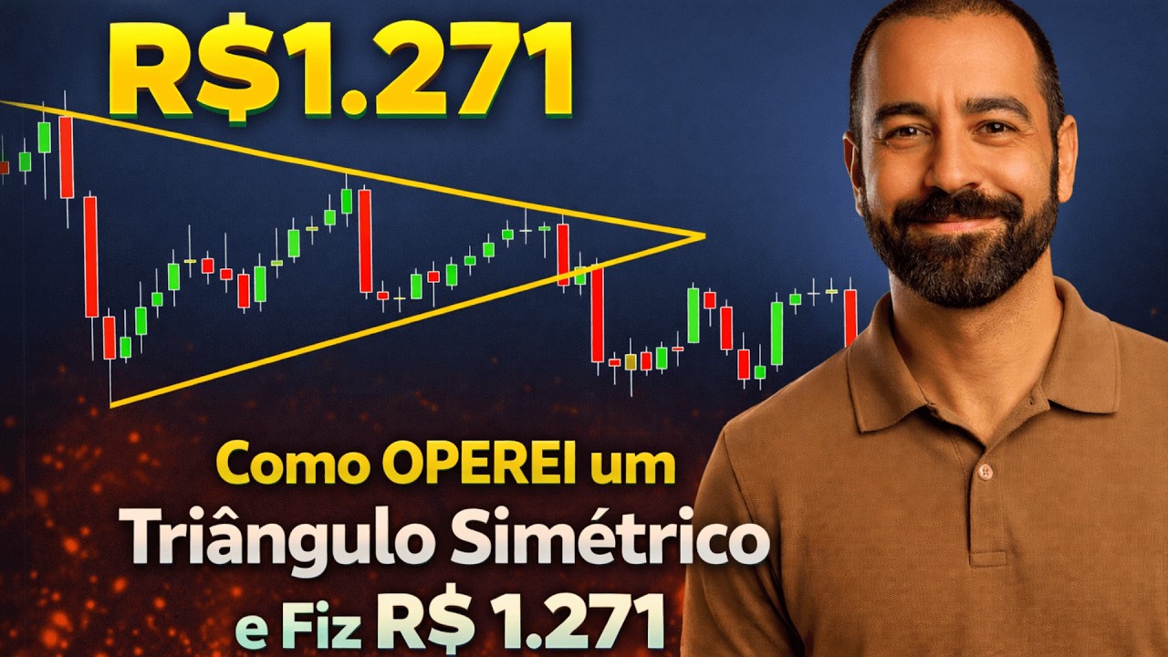 R$ 1.271 OPERANDO TRIÂNGULO SIMÉTRICO no Mini Índice | Padrão Clássico da Análise Técnica