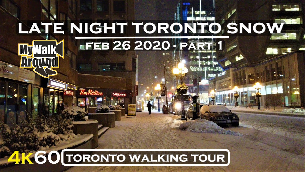 A late night winter wonderland walk in Toronto snow on Feb 26 2020, part 1