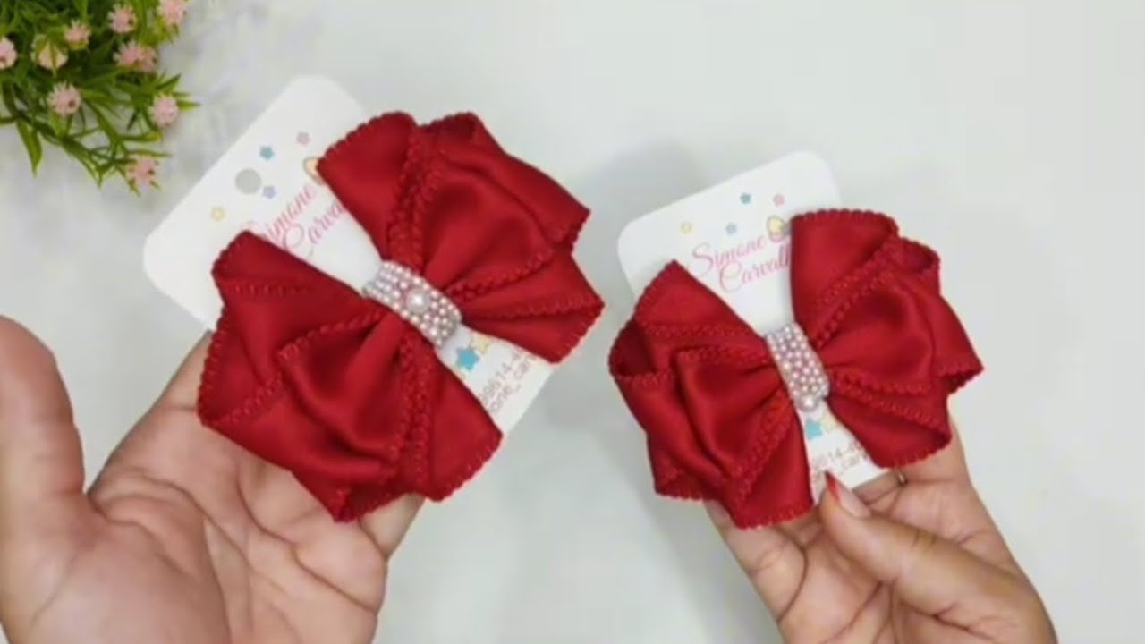 Handmade Red Satin Bow Tutorial | Elegant Hair Bow Making for Girls | DIY Hair Accessories