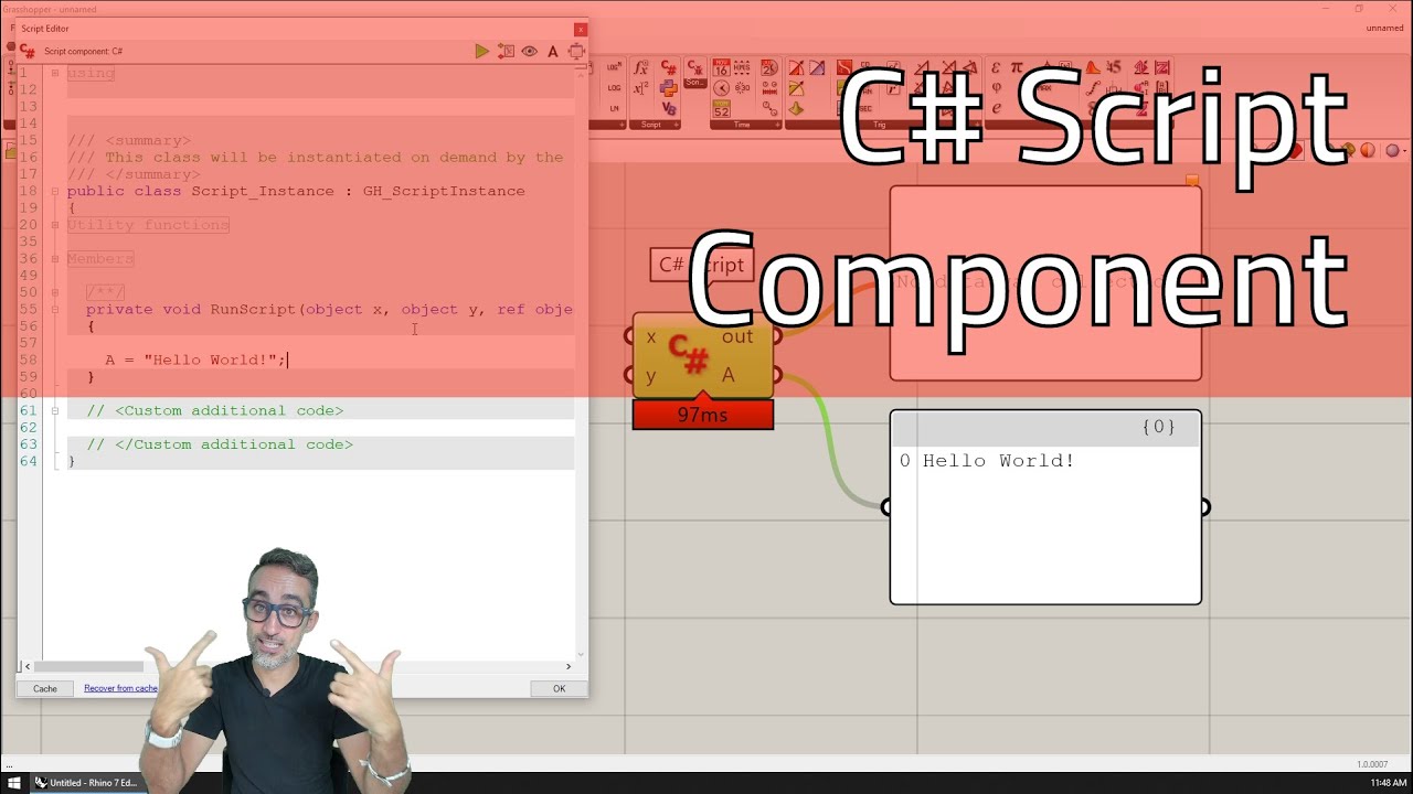 2.2 Using the C# Script Component - Advanced Development in Grasshopper