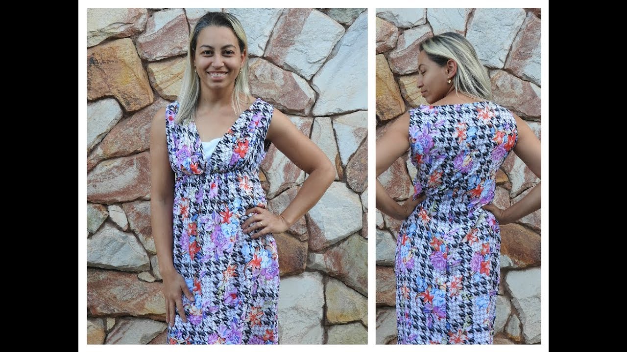 COSTURANDO VESTIDO GESTANTE   MINHA MÃE COSTURA