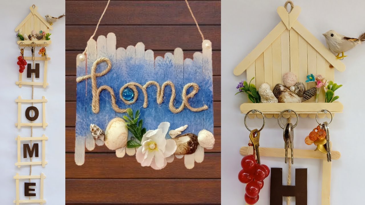 How to make Key holder with Popsicle sticks | DIY key holder | Popsicle Door Hanger | HOME