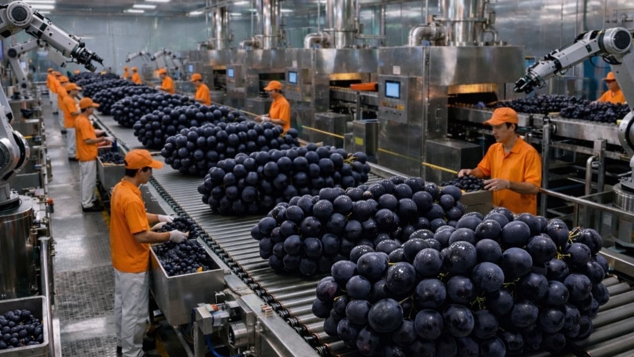 Inside Modern US Factory: From Juice Grapes🍇 To Red Sweet juice and Wine(Full Process)#food #factory
