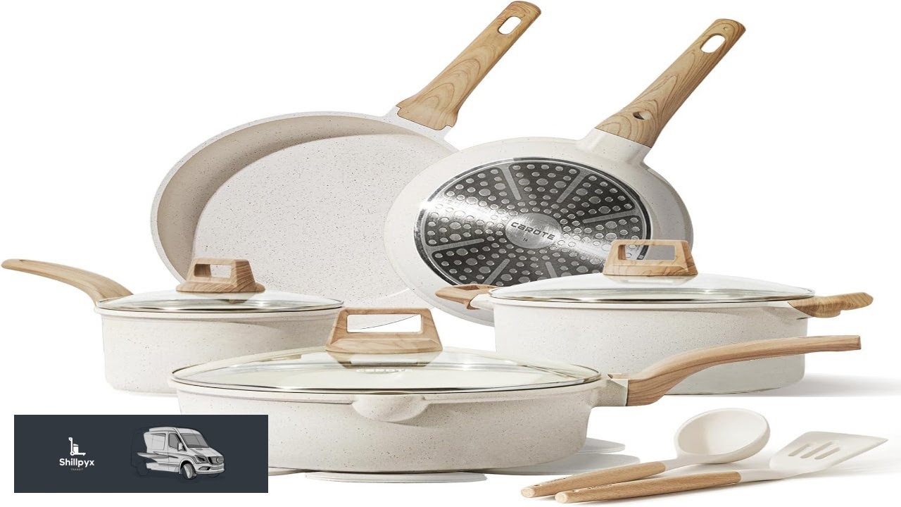 CAROTE 14 Pcs Pots and Pans Set Nonstick Cookware Set Kitchen Cooking Set