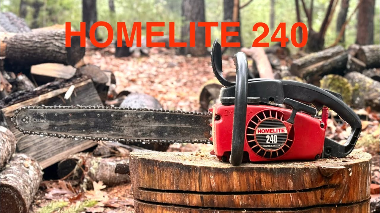 Homelite 240 Chainsaw walk around and cutting. 