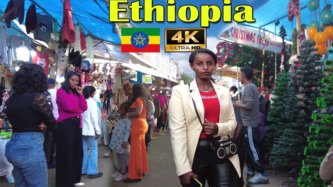 Addis Ababa Walking Tour (#339) Gena Bazar @ Exhibition Center , 🇪🇹 Ethiopia [4K]