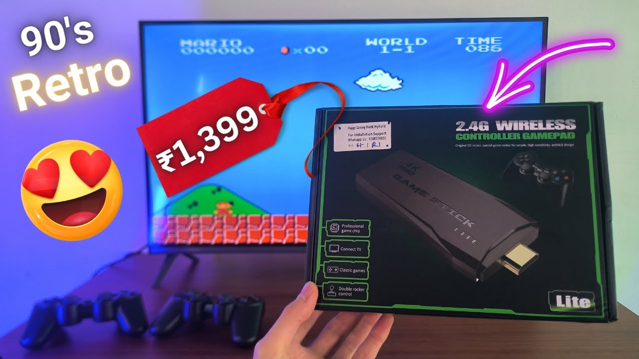 Budget Retro Gaming Console for TV ⚡ | 2.4Ghz Wireless Controller GamePad unboxing & Review ₹1,399 😍