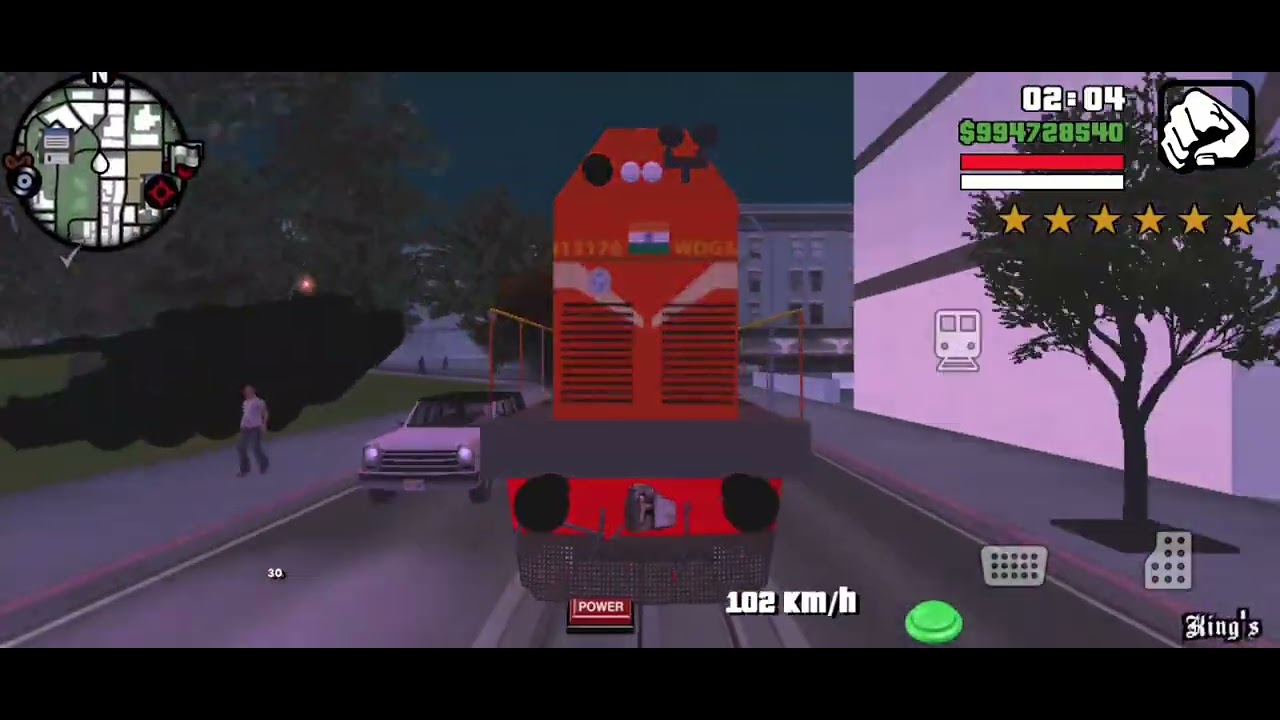 GTA SA Pune WDG-3A Shakti on tram track with using Indestructible And Shooting Object 