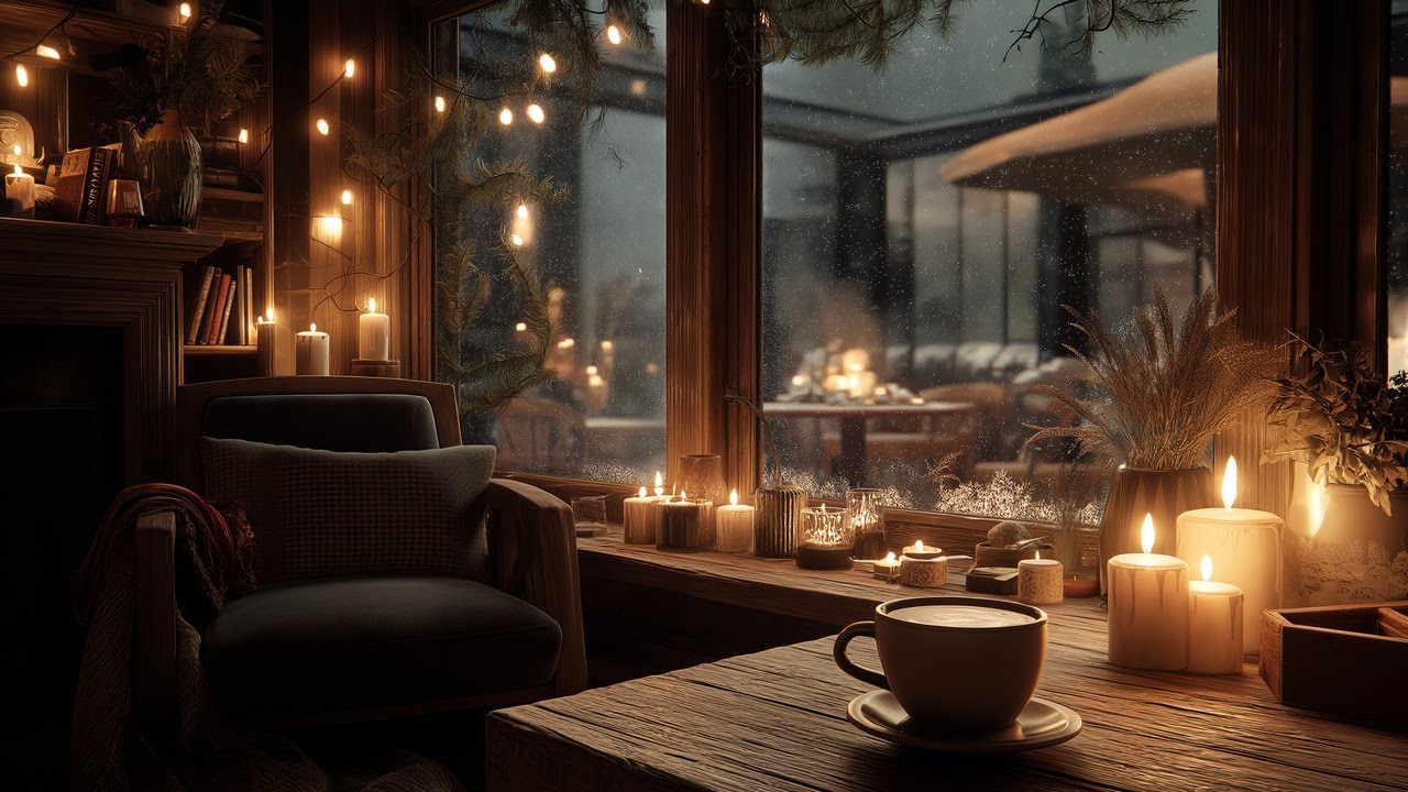 Snowfall Serenade ☕ Cozy December Jazz Café Ambience for Work & Relaxation ❄️ | Seasonal Jazz Café