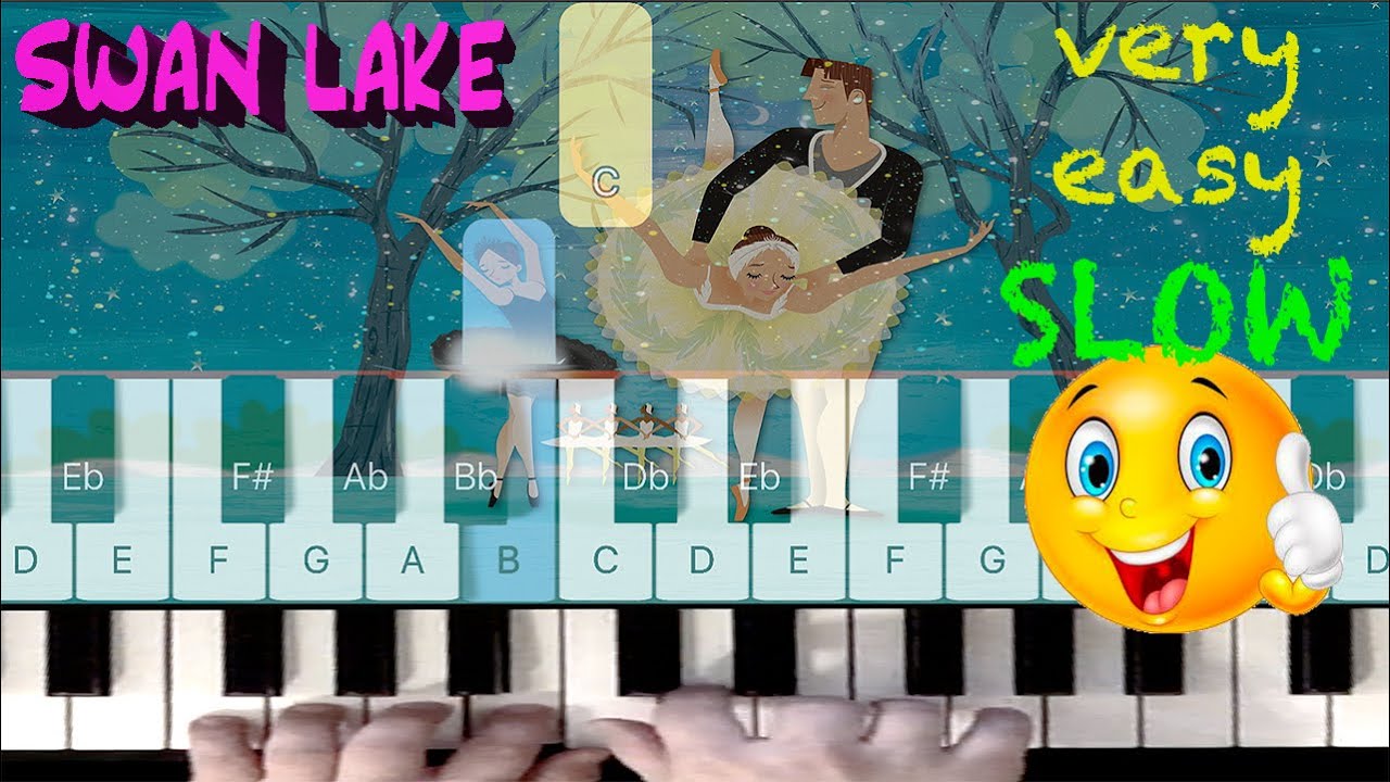 How to play Swan Lake - Very EASY and SLOW Piano Tutorial (Лебедово езеро урок по пиано)