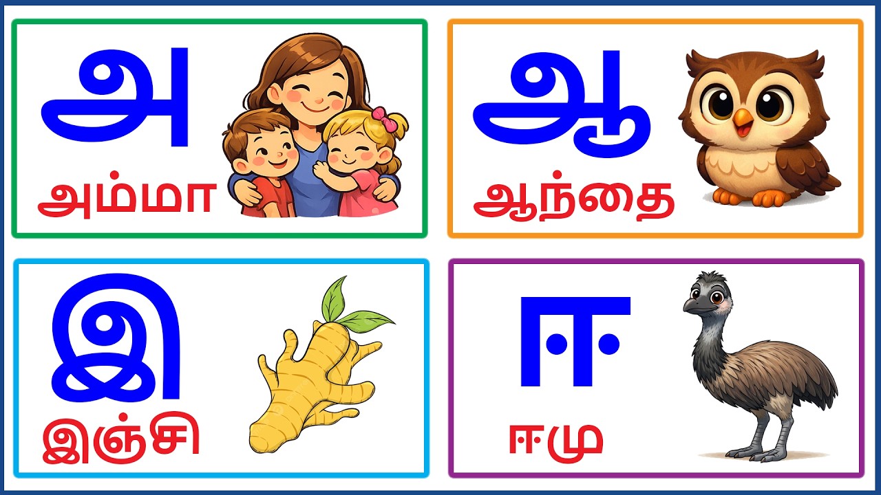 அஆஇஈ உயிர் எழுத்துக்கள்/Uyireluthukkal/Tamil Alphabets for kids/Aaaaeiee  @Khoshiofficial ​